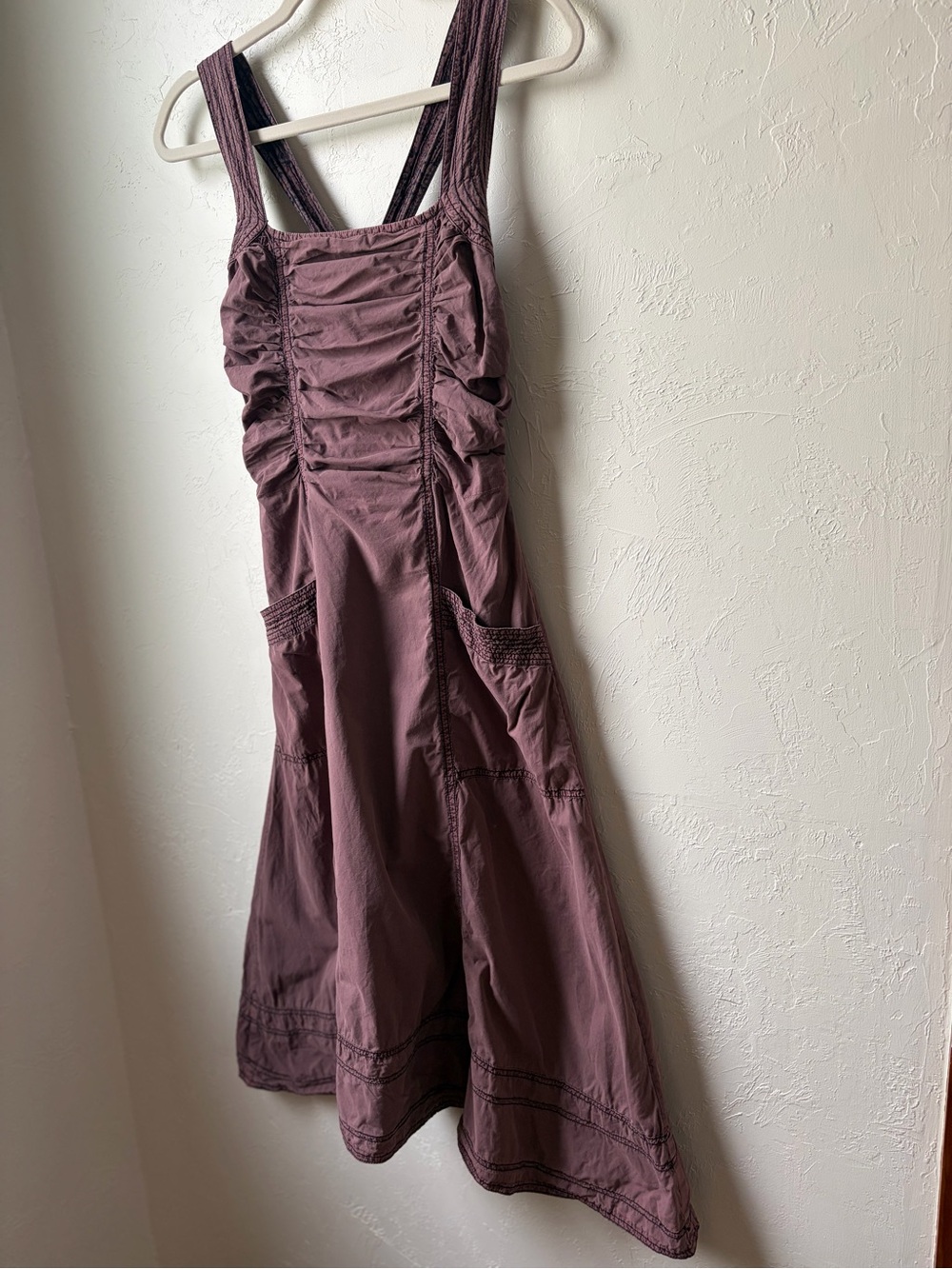Anthropologie Pilcro Ruched Midi Dress Cross Back Mauve Purple XS - Picture 6 of 11